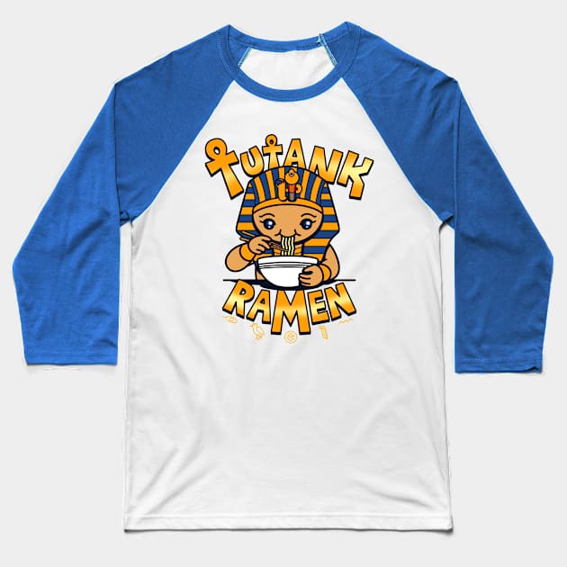 Funny Cute Kawaii King Ramen Eating Egyptian Tutankhamen Pharaoh Ramen Meme Baseball T-Shirt by BoggsNicolas